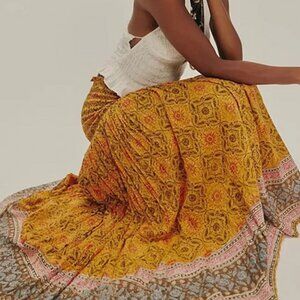 Free People Fp One Ravenna Printed Convertible Maxi Skirt Dress Smocked